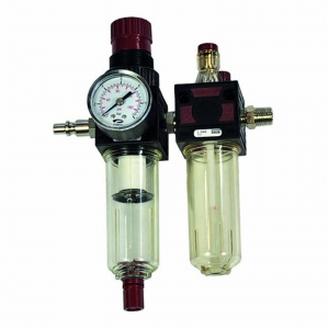 Régulateur de pression, manomètre, déshumidificateur et lubrifieur 1/4″